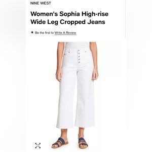 Nine West Sophia high waisted wide leg crop white jeans size 16.